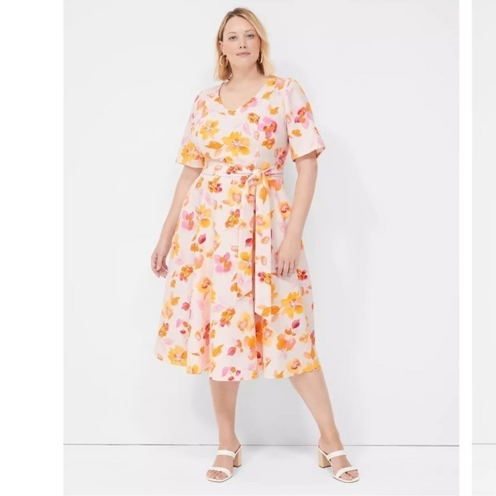 Lane Bryant Lena V Neck Level Hem MIDI Dress